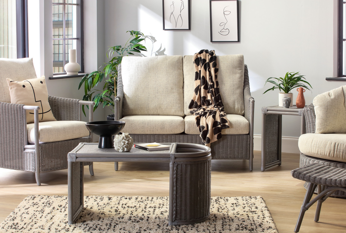 Eden Grey Cane 2 Seater 3pc Suite