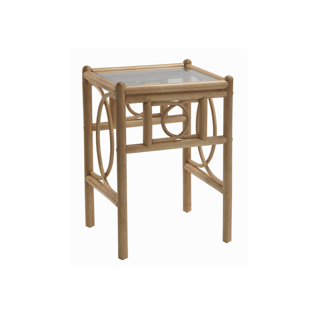 Madrid Light Oak Cane Lamp Table