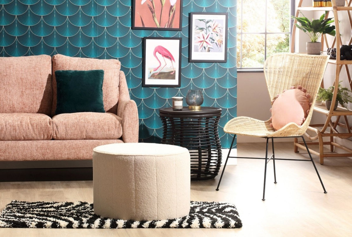 Desser Boucle Medium Round Ottoman Pouffe - D63cm x H45cm