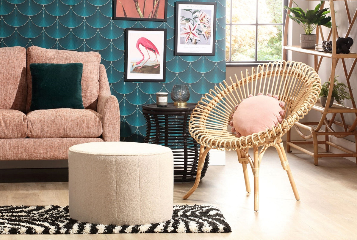 Desser Boucle Medium Round Ottoman Pouffe - D63cm x H45cm