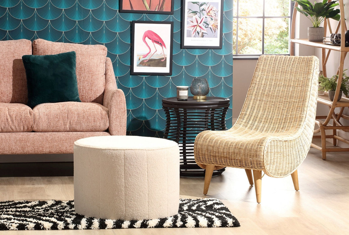 Desser Boucle Medium Round Ottoman Pouffe - D63cm x H45cm