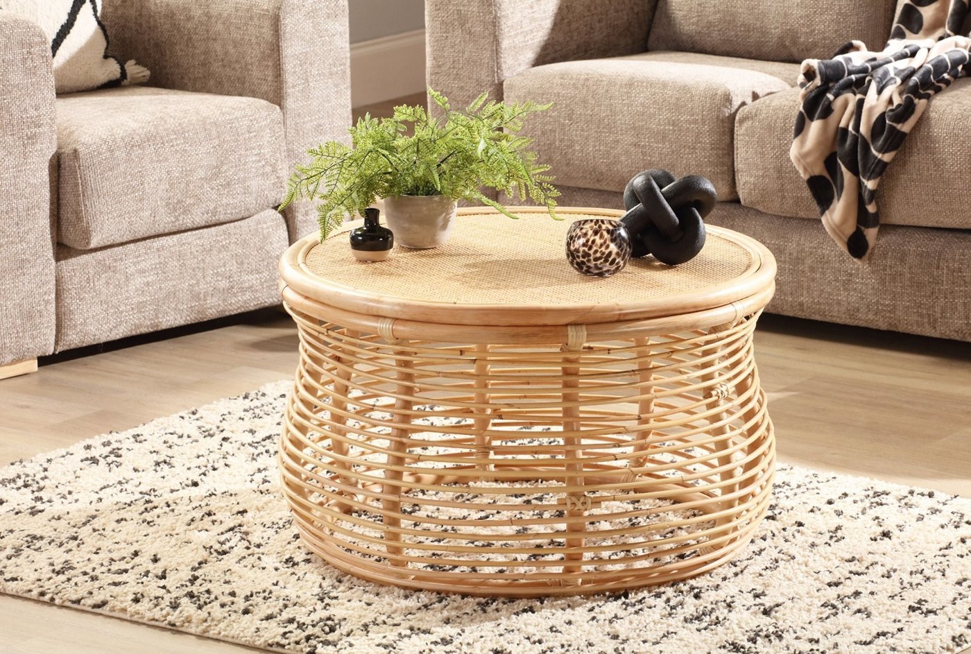 Round rattan coffee table with storage hotsell