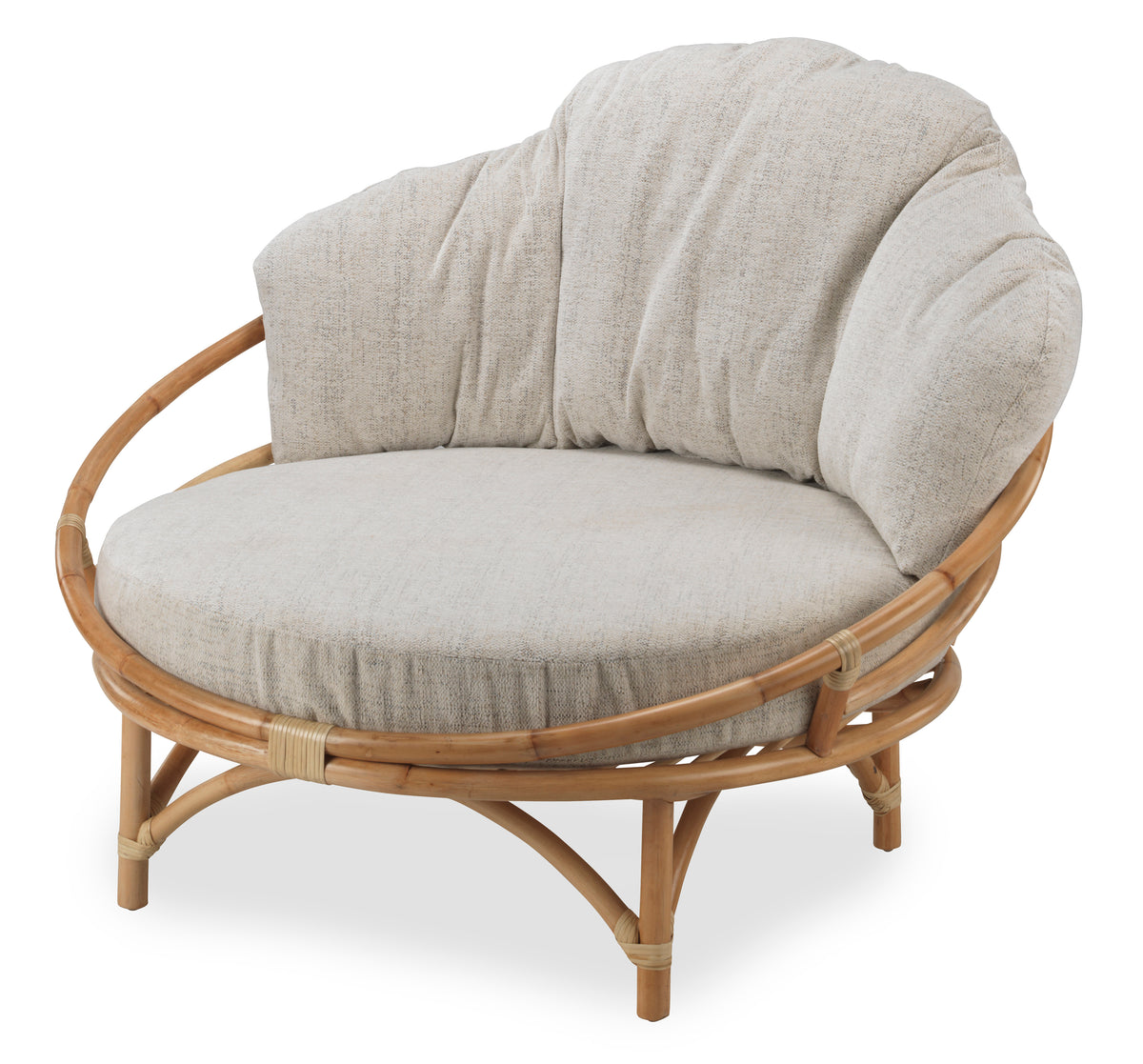 Rattan Natural Snug Cuddle Chair in Athena Plain Cushion