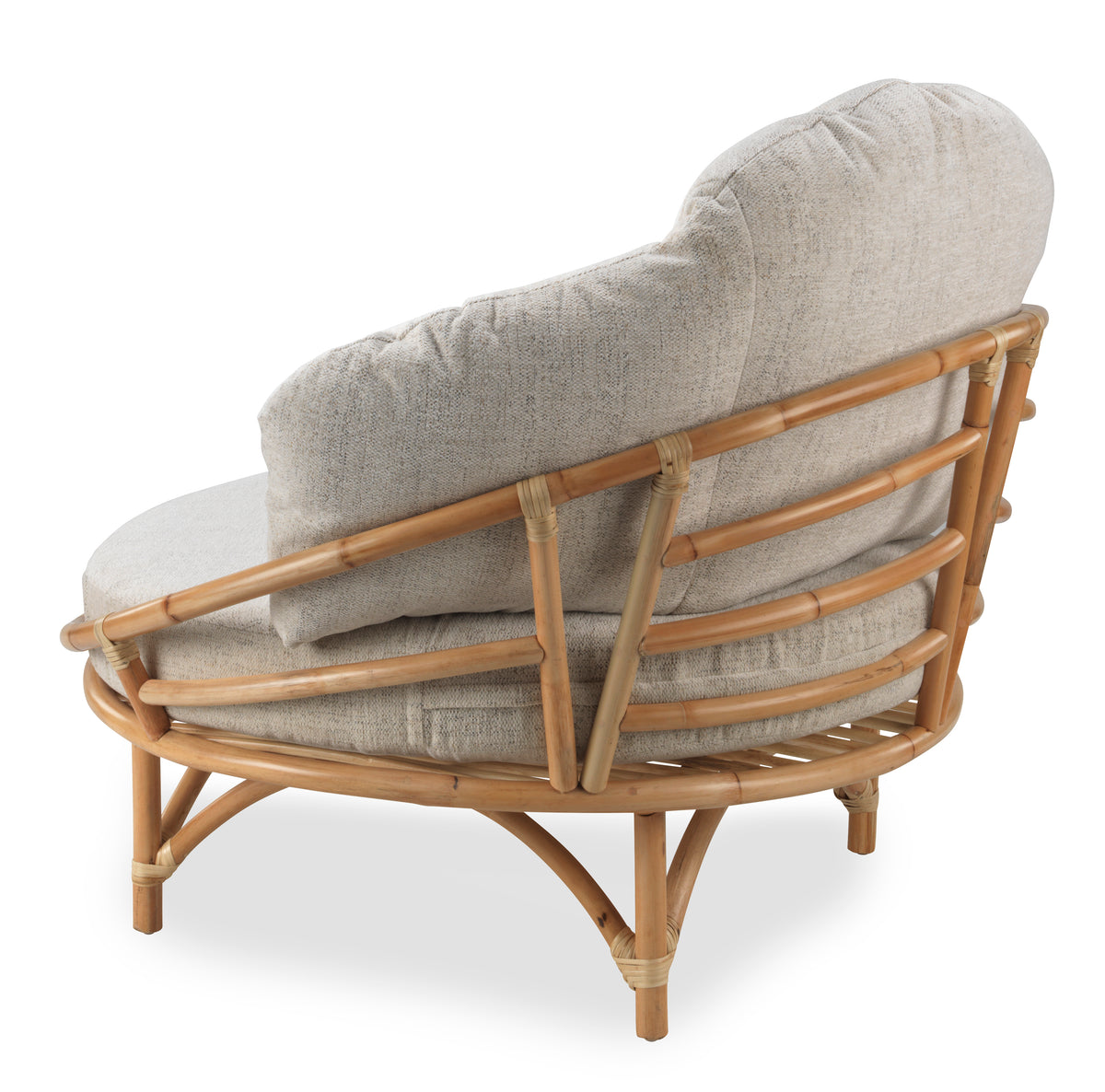 Rattan Natural Snug Cuddle Chair in Athena Plain Cushion