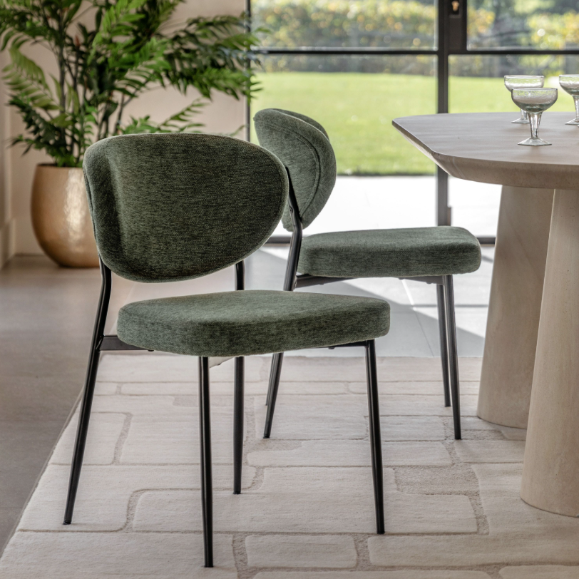 Orlando Green Fabric Dining Chair (set of 2)