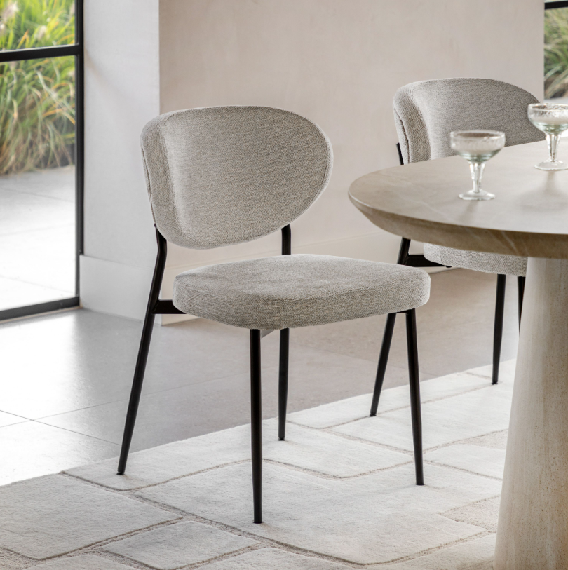 Orlando Natural Colour Fabric Dining Chair (set of 2)