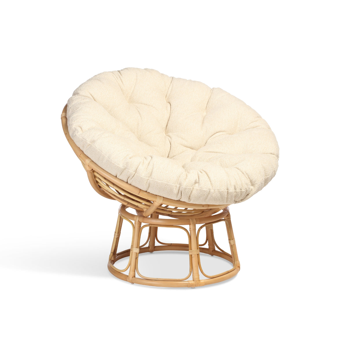 Papasan Rattan Chair with Cloud Boucle Cushion