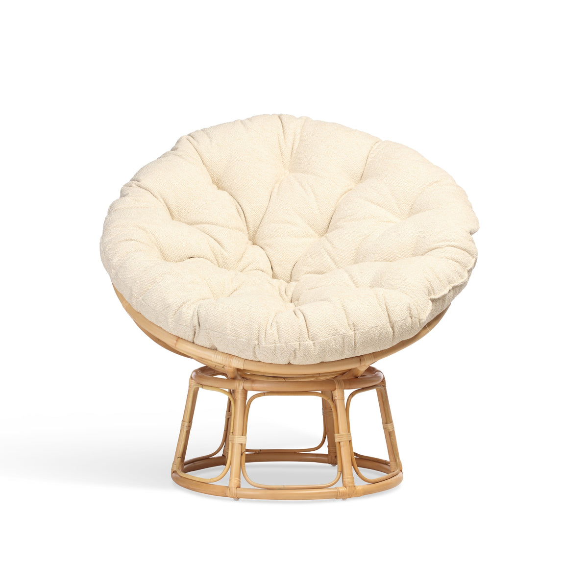 Papasan Rattan Chair with Cloud Boucle Cushion