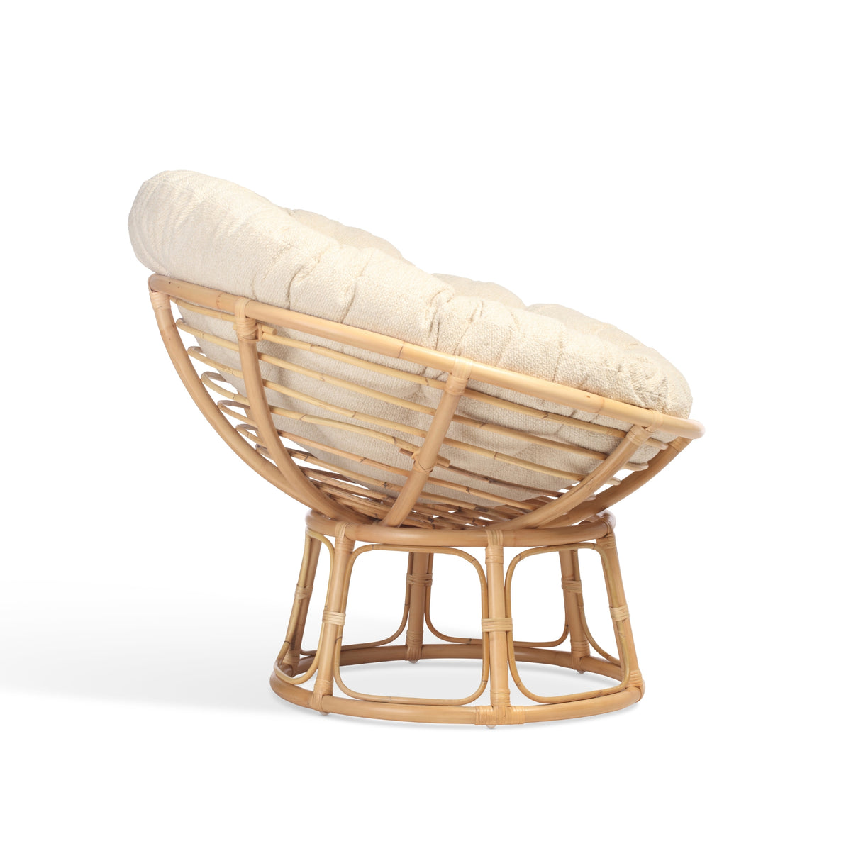 Papasan Rattan Chair with Cloud Boucle Cushion