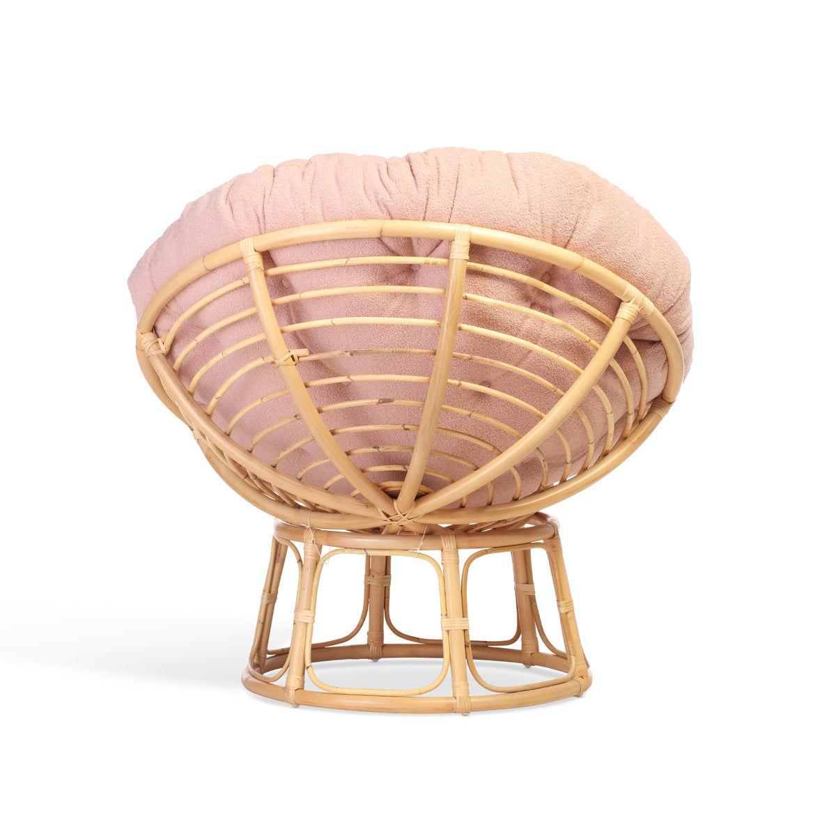 Natural Rattan Papasan Chair - Boucle Pink Powder