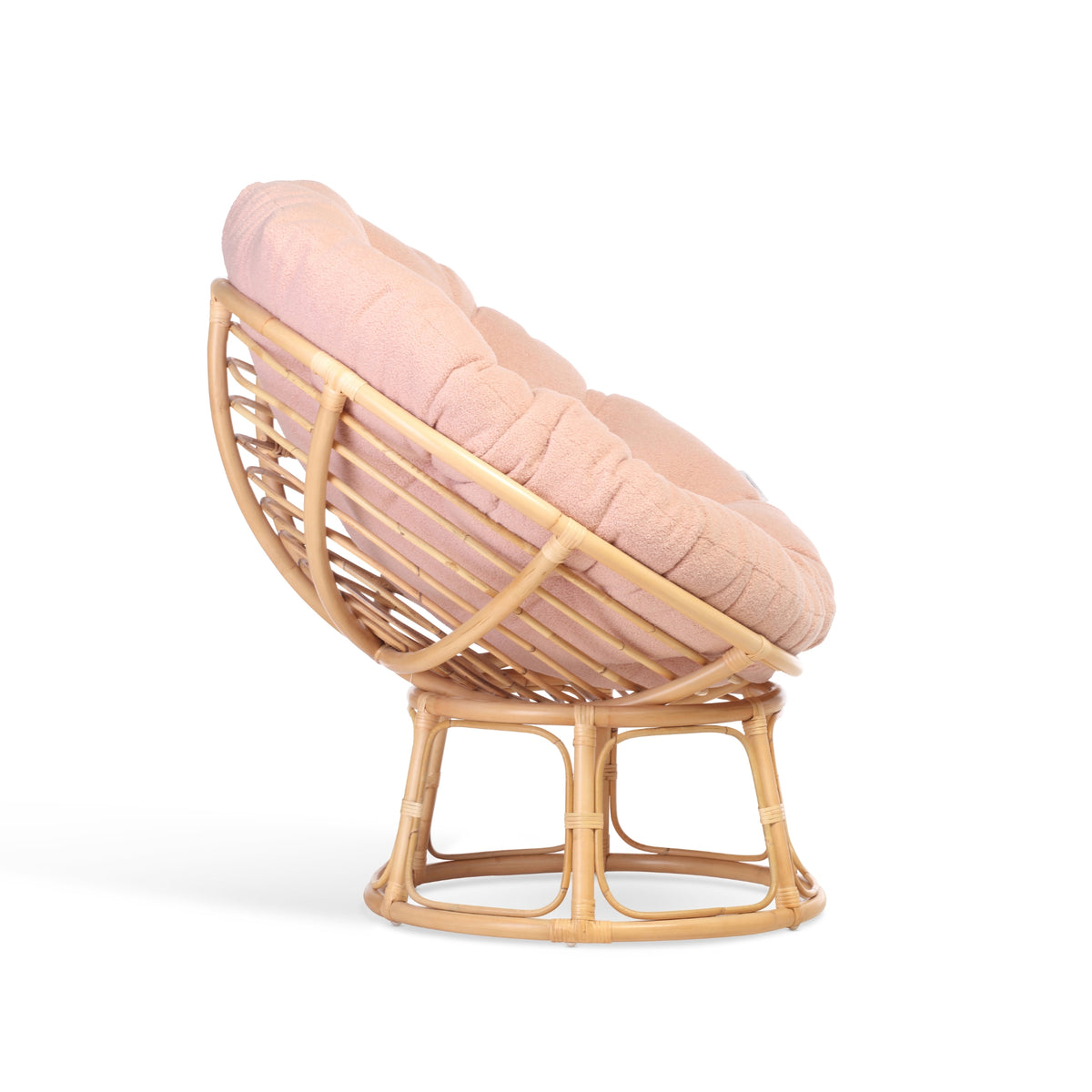 Natural Rattan Papasan Chair - Boucle Pink Powder