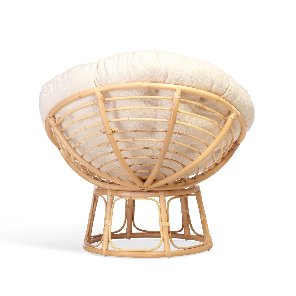 Natural Rattan Papasan Chair Cream Boucle Vanilla