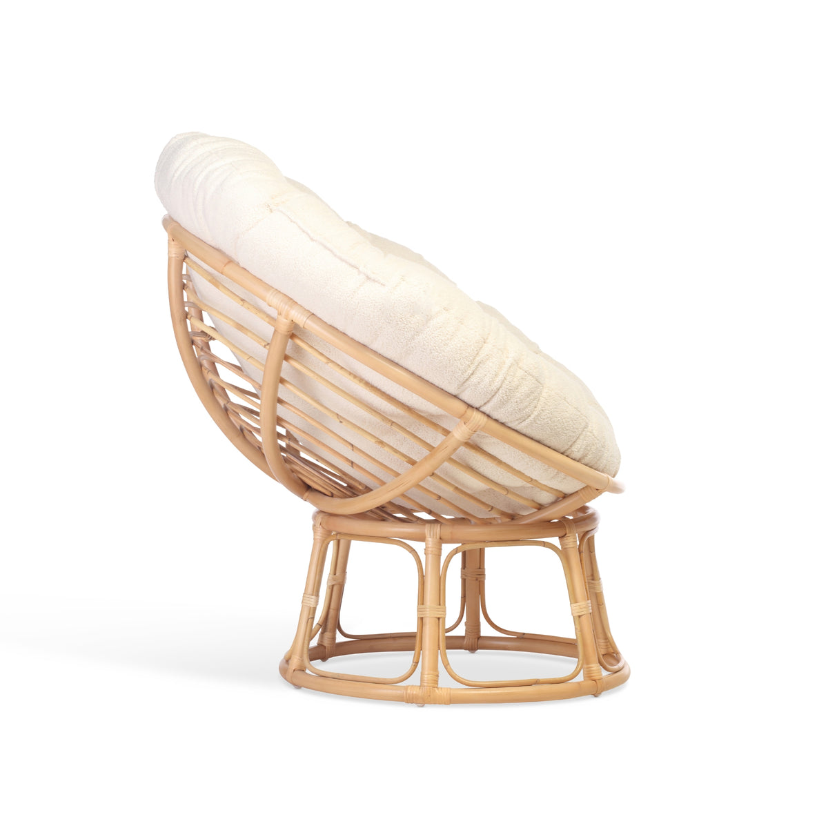 Natural Rattan Papasan Chair Cream Boucle Vanilla