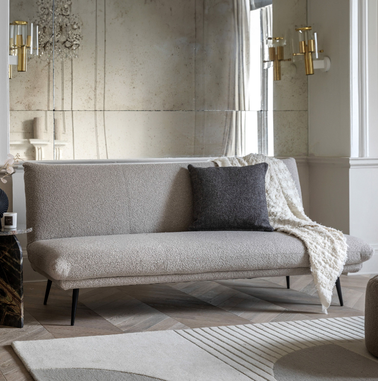 Durban Plush Sofa Bed in Light Grey