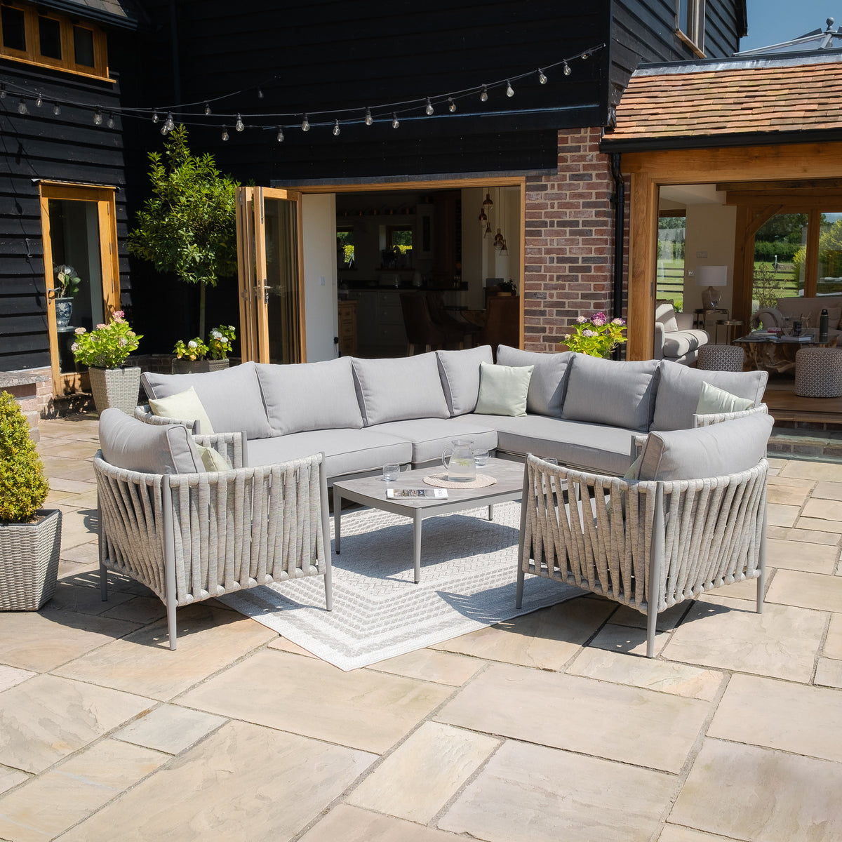 Rome Large Corner Sofa Set With 2 Armchairs - Cool Linen