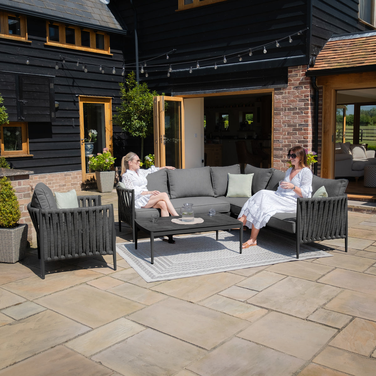 Rome Corner Sofa Set with Armchair - Charcoal