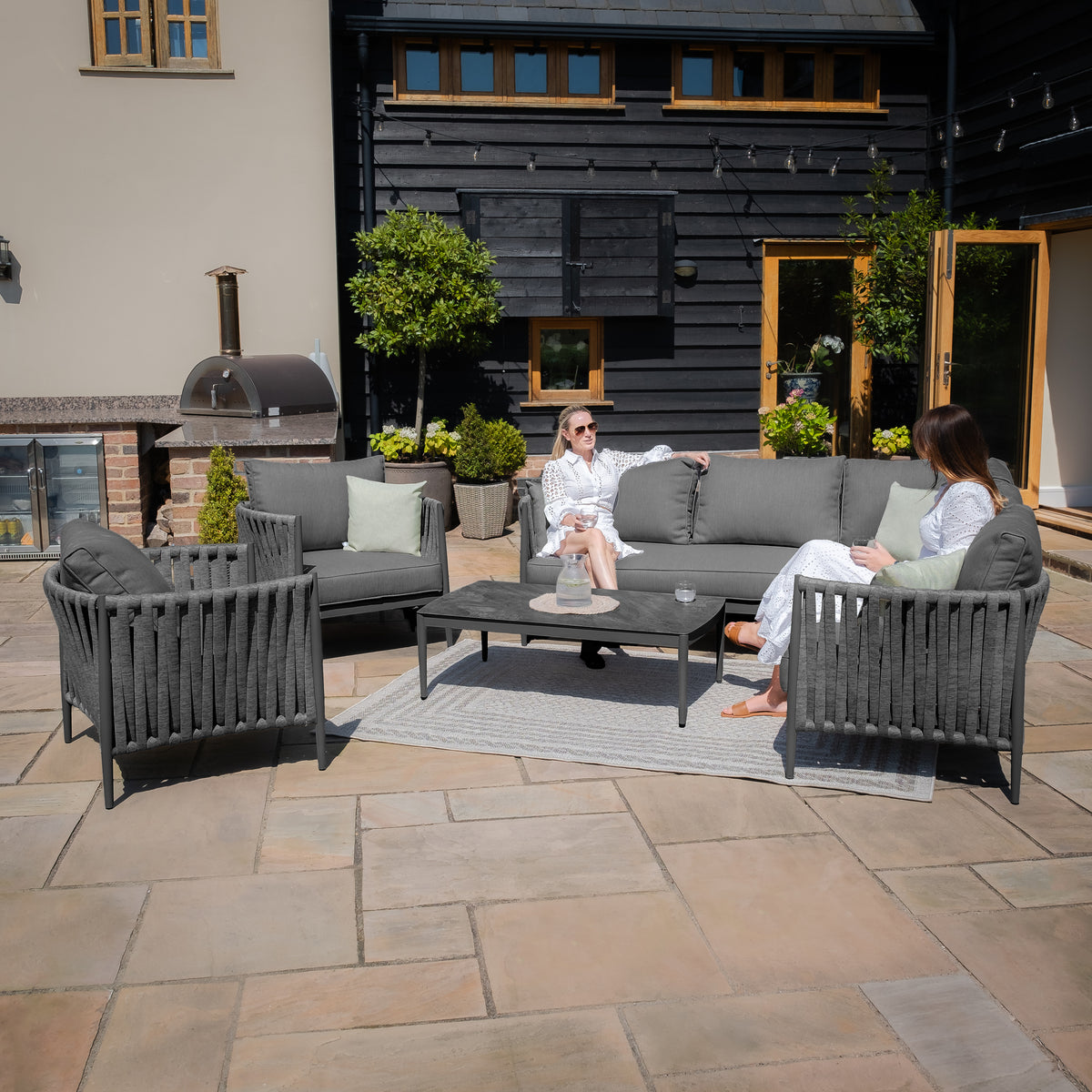 Rome Small Corner Sofa Set With 2 Armchairs - Charcoal