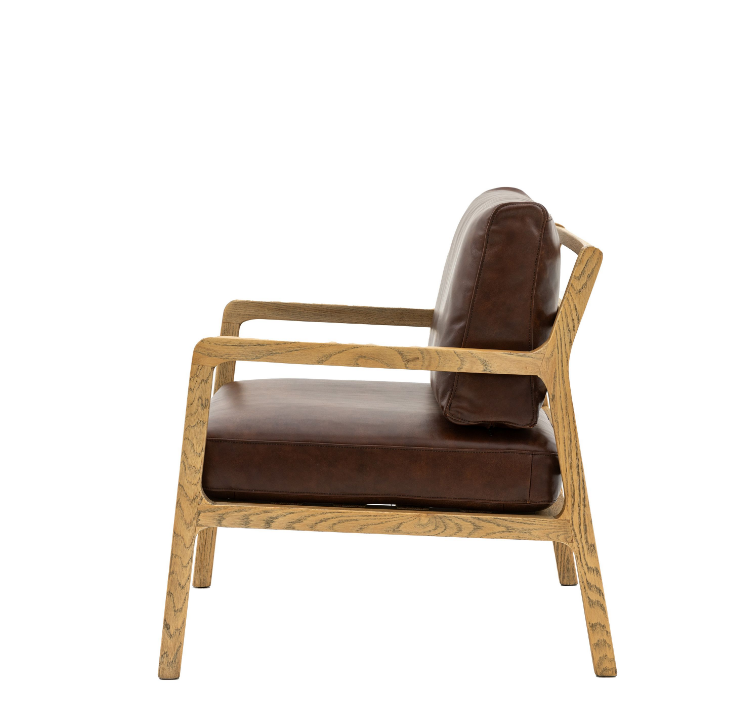 Cortes Brown Leather Chair with Oak Frame