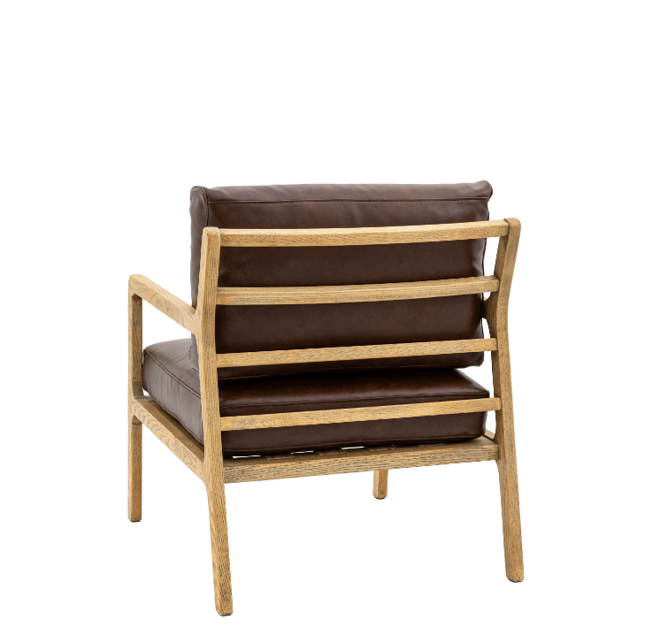 Cortes Brown Leather Chair with Oak Frame