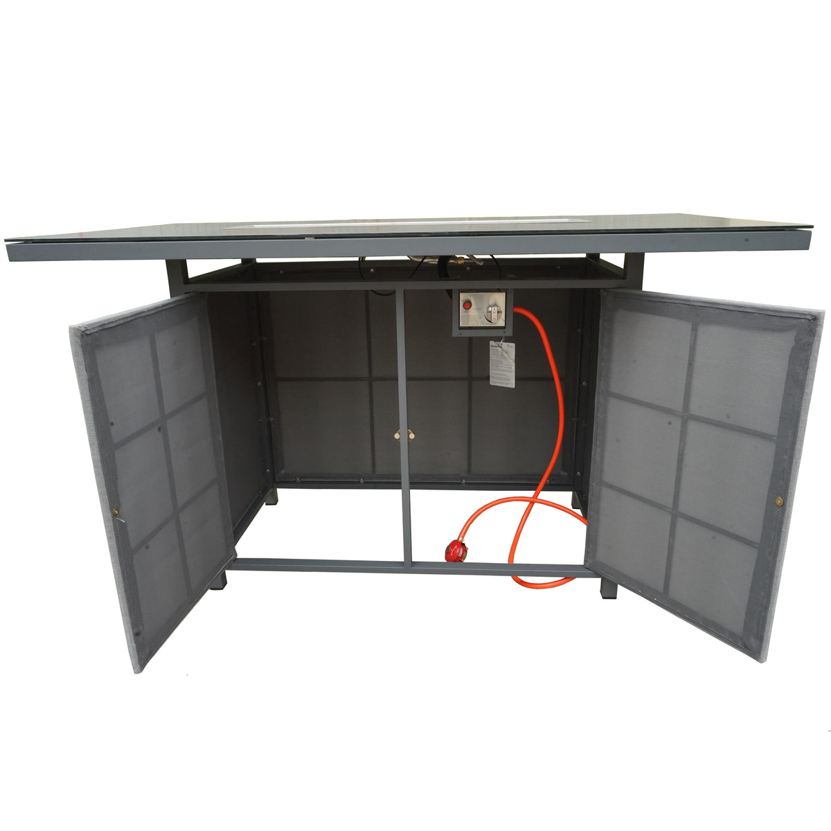 Sergio Outdoor 6 Seat Bar Set with Fire Pit Dining Table - Waterproof Fabric