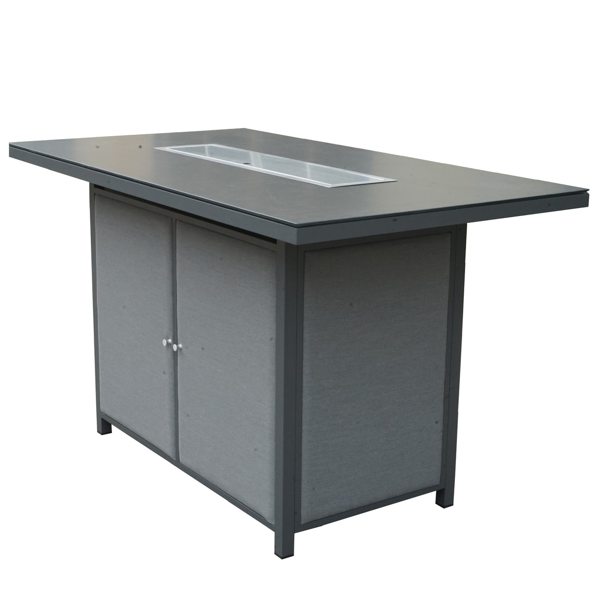 Sergio Outdoor 6 Seat Bar Set with Fire Pit Dining Table - Waterproof Fabric