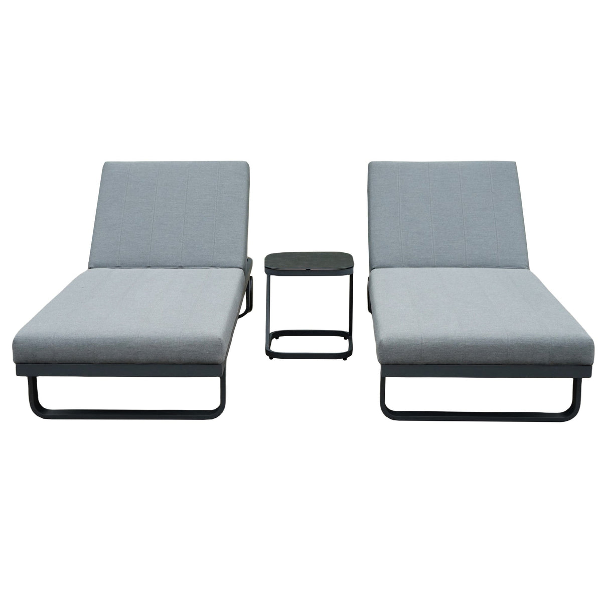 Sergio Sun Lounger and Side Table Set - Outdoor Waterproof Fabric