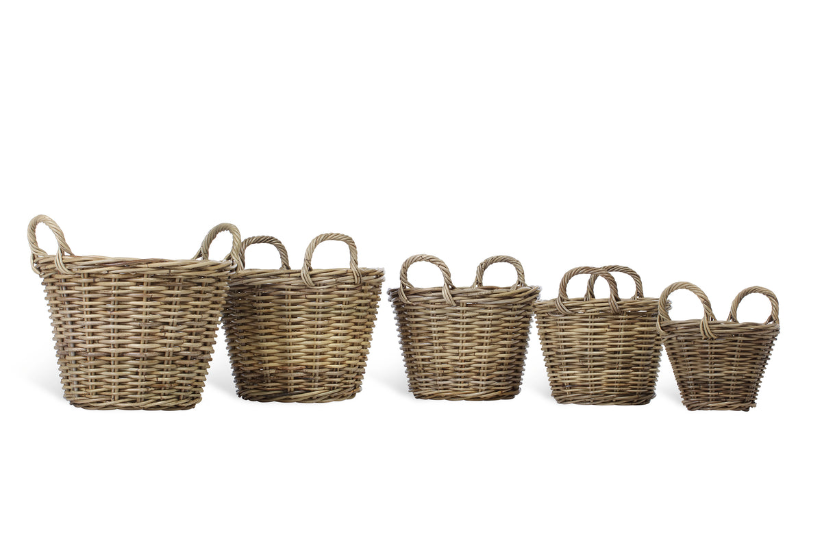 Set of 5 Rattan Log Baskets