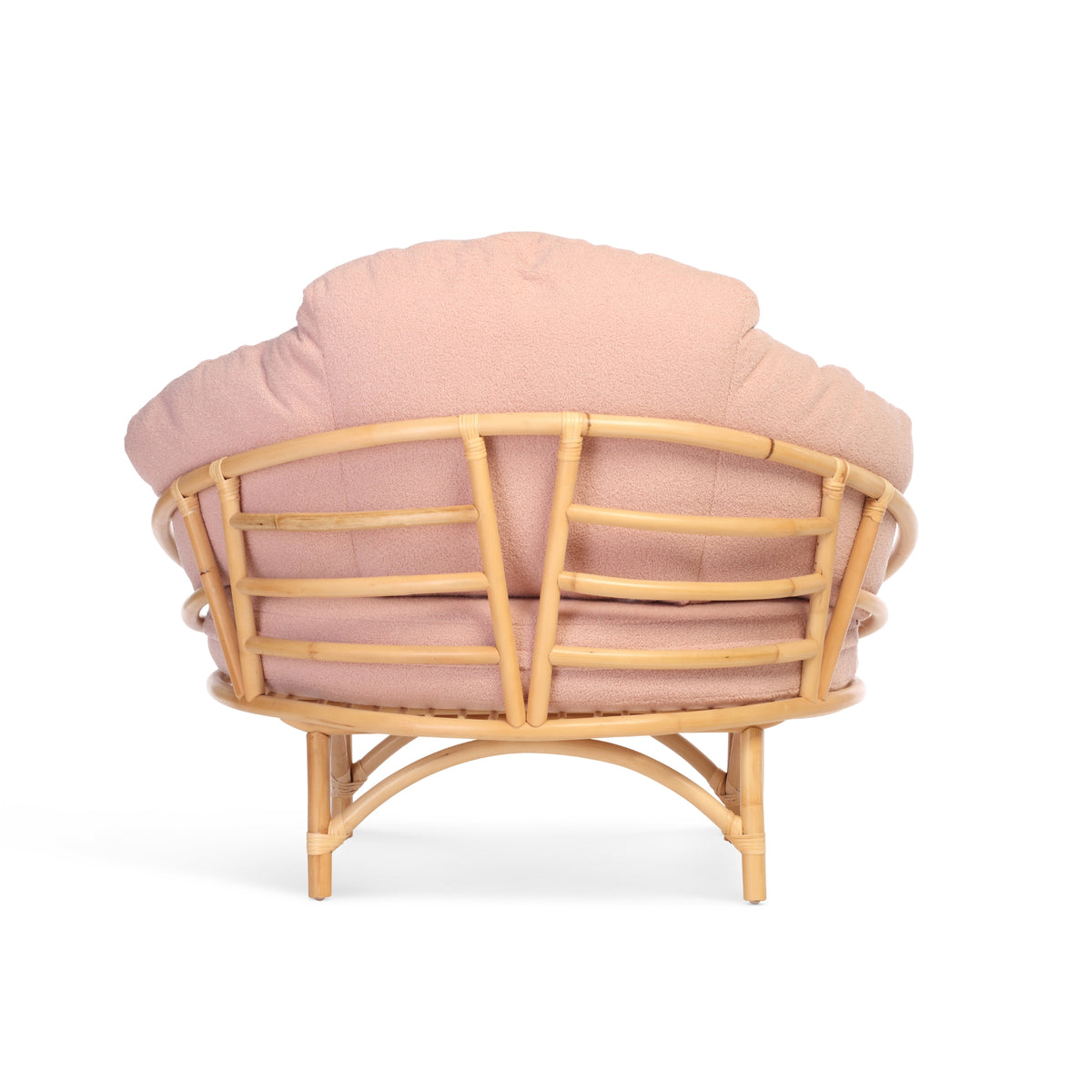 Powder Pink Rattan Boucle Snuggle Chair