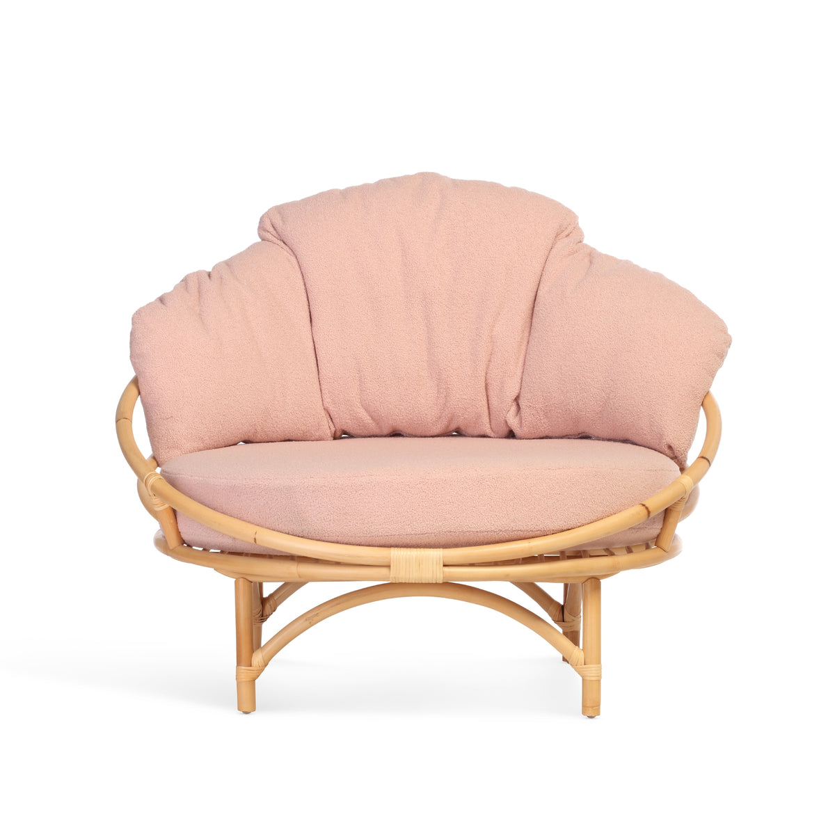 Powder Pink Rattan Boucle Snuggle Chair
