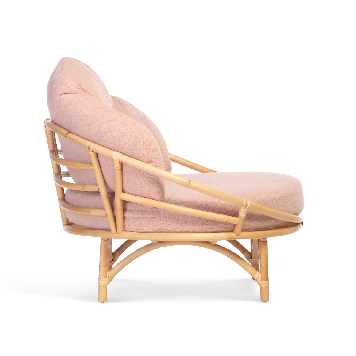 Powder Pink Rattan Boucle Snuggle Chair