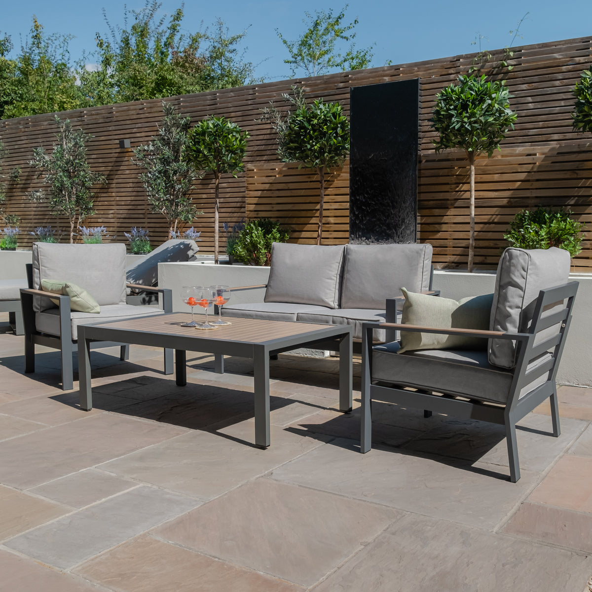 Vito 2 Seat Aluminum Sofa Set - Dove Grey