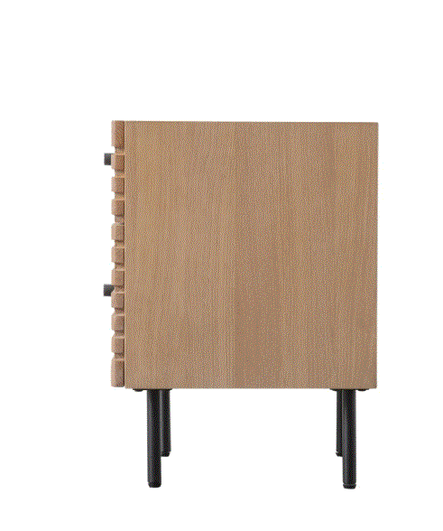 Okayino Oak 2 Drawer Bedside Table