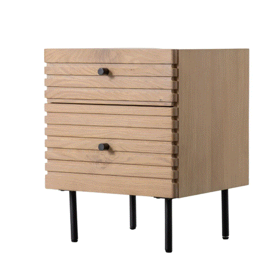 Okayino Oak 2 Drawer Bedside Table