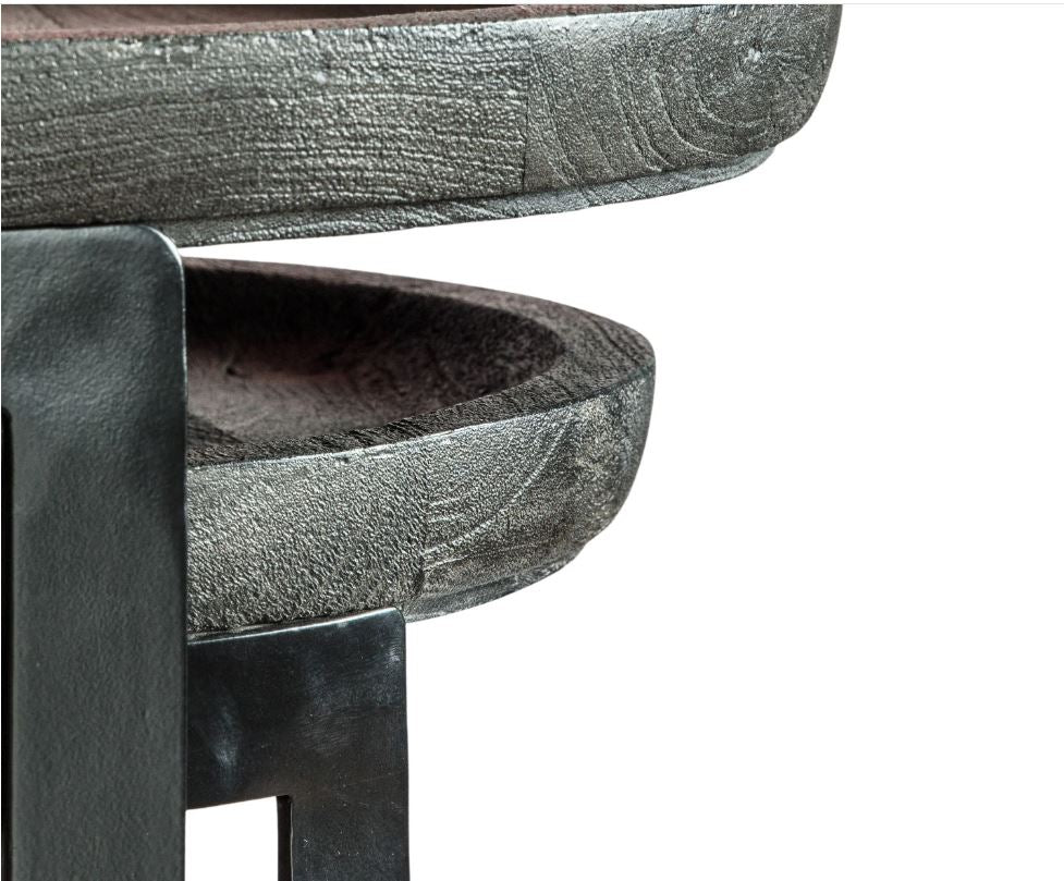 Tolouse Mango Wood Nesting Tables - Black & Grey, 2-Piece