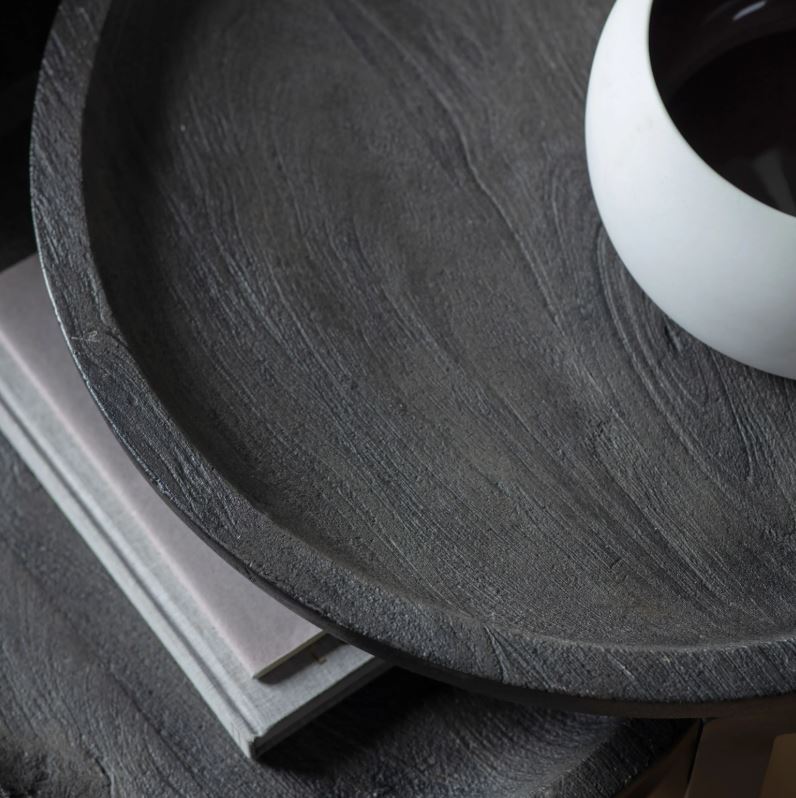 Tolouse Mango Wood Nesting Tables - Black & Grey, 2-Piece