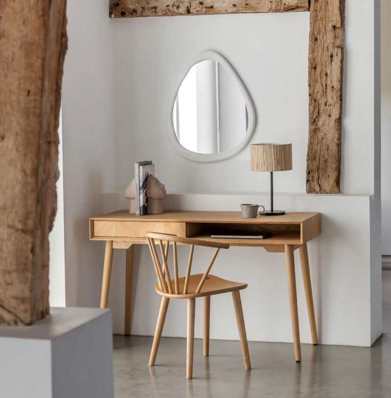 Mitrina Natural Oak 1 Drawer Desk with Shelf – Desser