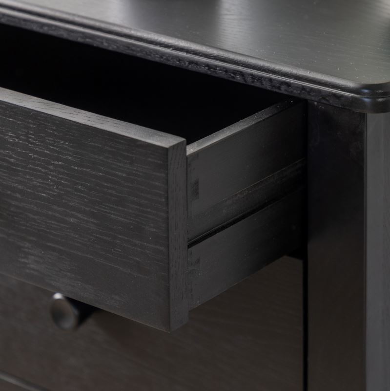 Black Solid Oak 5 Drawer Chest