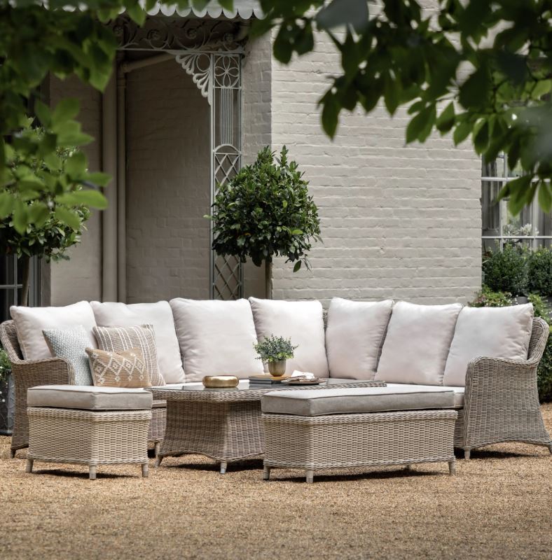 Compact Corner Cotswold Rattan Garden Furniture Corner Sofa Set