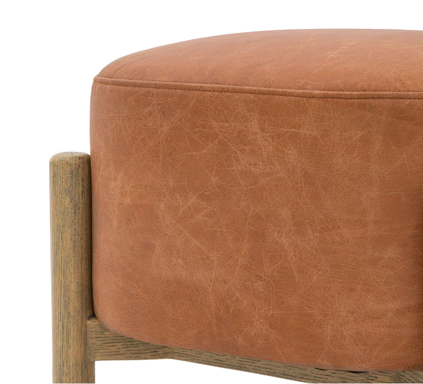 Tinto Brown Leather Upholstered Footstool