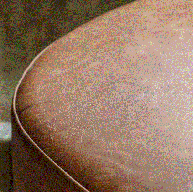 Tinto Brown Leather Upholstered Footstool