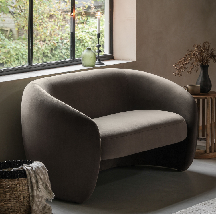 Corfu Curved Sofa in Dark Brown