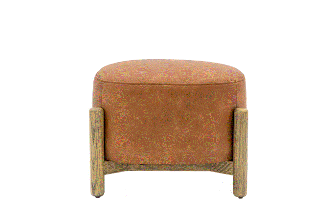 Tinto Brown Leather Upholstered Footstool