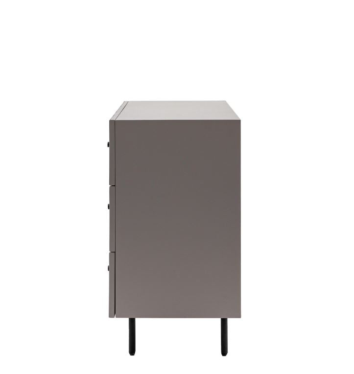 Grey Ribbed 3 Drawer Chest