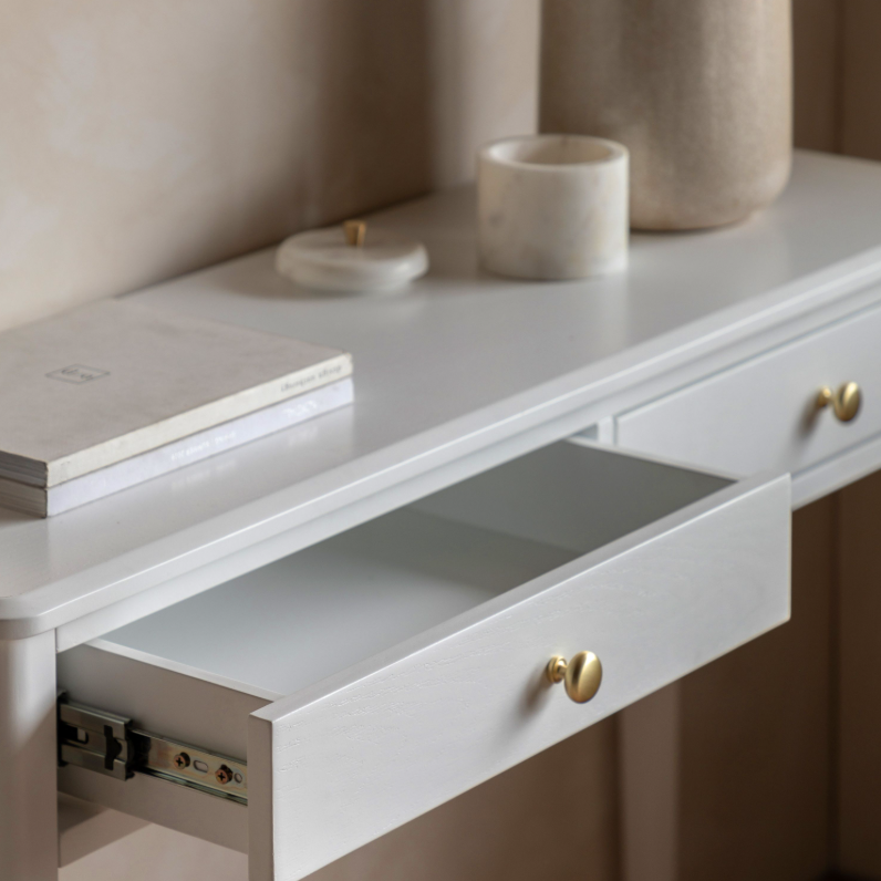 Accito White 2 Drawer Console Table