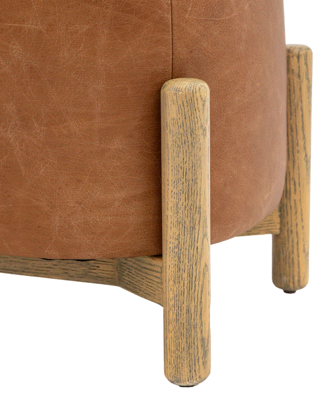 Tinto Brown Leather Upholstered Footstool