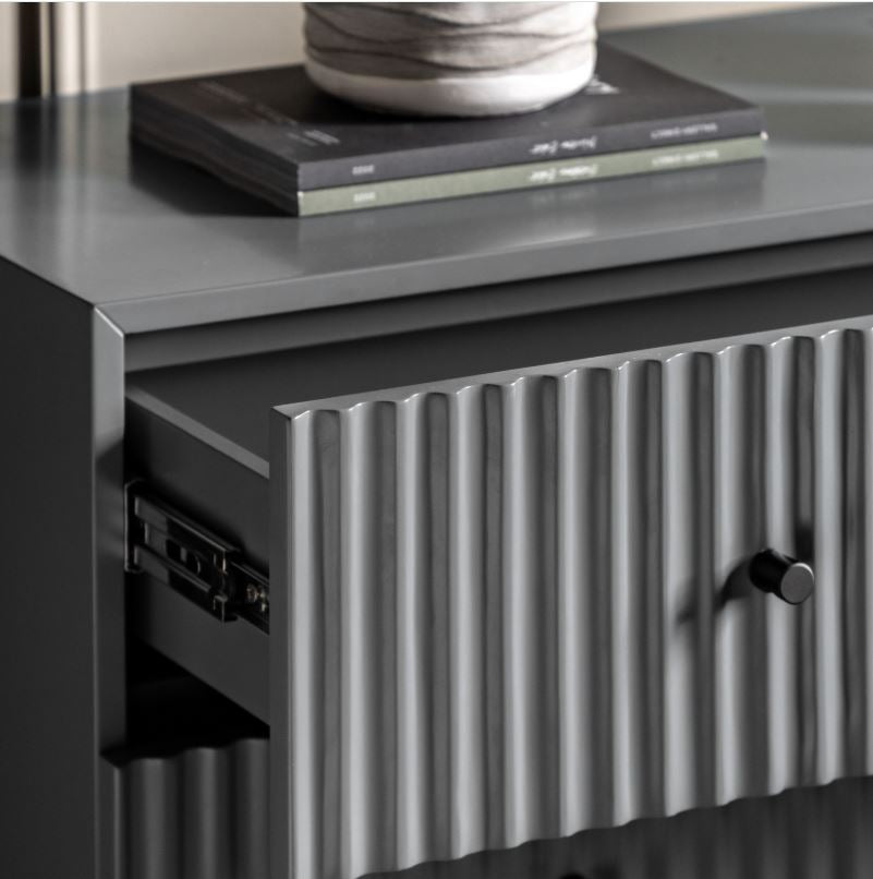 Grey Ribbed 3 Drawer Chest
