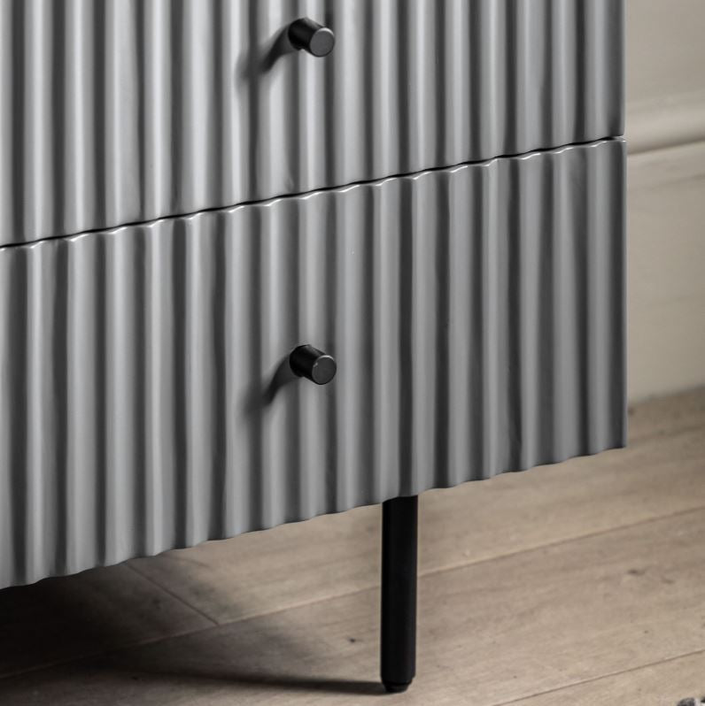 Grey Ribbed 3 Drawer Chest