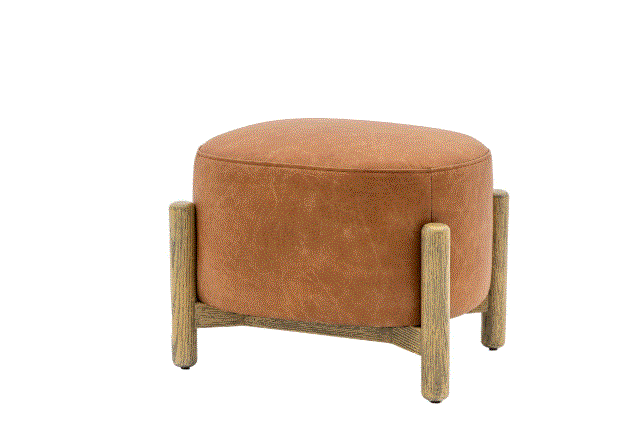 Tinto Brown Leather Upholstered Footstool