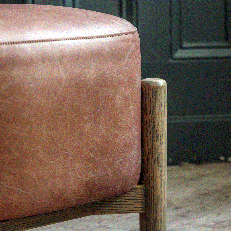 Tinto Brown Leather Upholstered Footstool