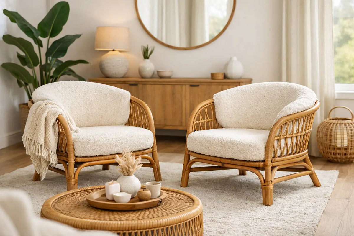 Boucle Rattan Chair Ideas for Relaxed Rooms